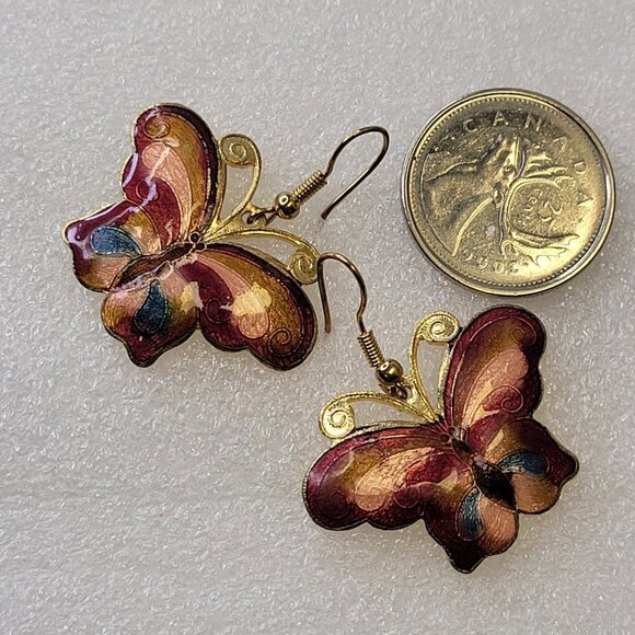 Enamel Butterfly Earrings - Picture 2 of 8
